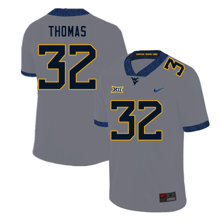 NCAA Men's James Thomas West Virginia Mountaineers Gray #32 Nike Stitched Football College Authentic Jersey CK23J80QU